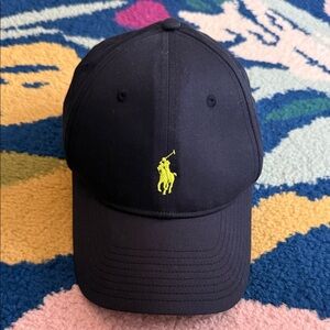 Navy Polo Cap with Lime Green Logo